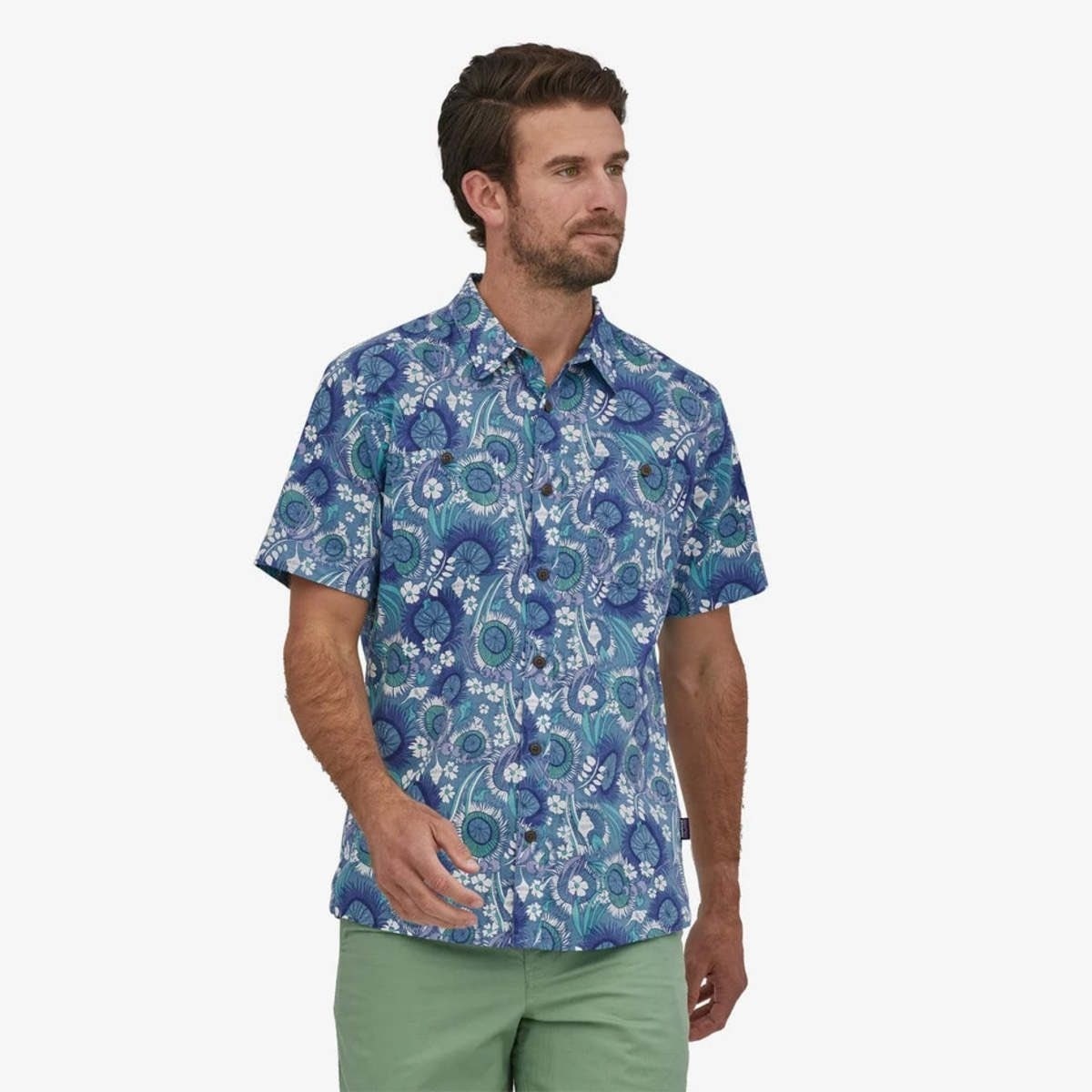 Patagonia Back Step Button Up Shirt Hawaiian Shells Organic Cotton Hemp Mens Xxl